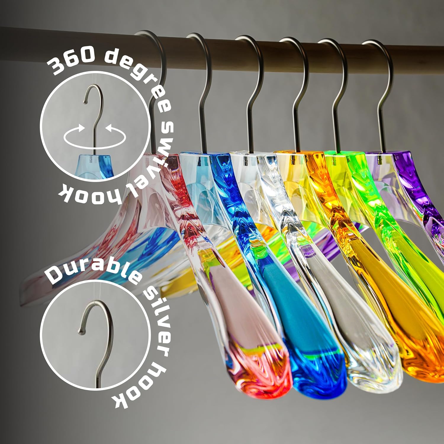 Acrylic Multicolored Clothes Hangers